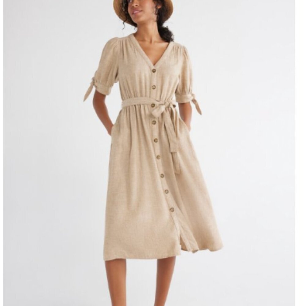 Time and Tru Tan Midi Dress
